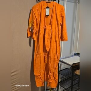 Trendyol Orange Kimono with Embroidered Sleeves